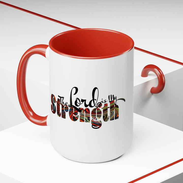 Ceramic Coffee Mug 15oz - the Lord is my Strength Multicolor Illustration