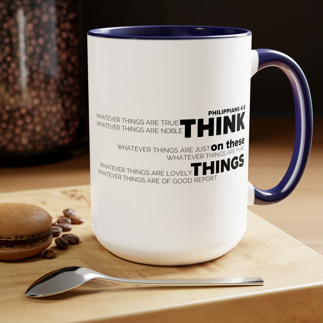 Accent Ceramic Coffee Mug 15oz - Think on these Things Black Illustration