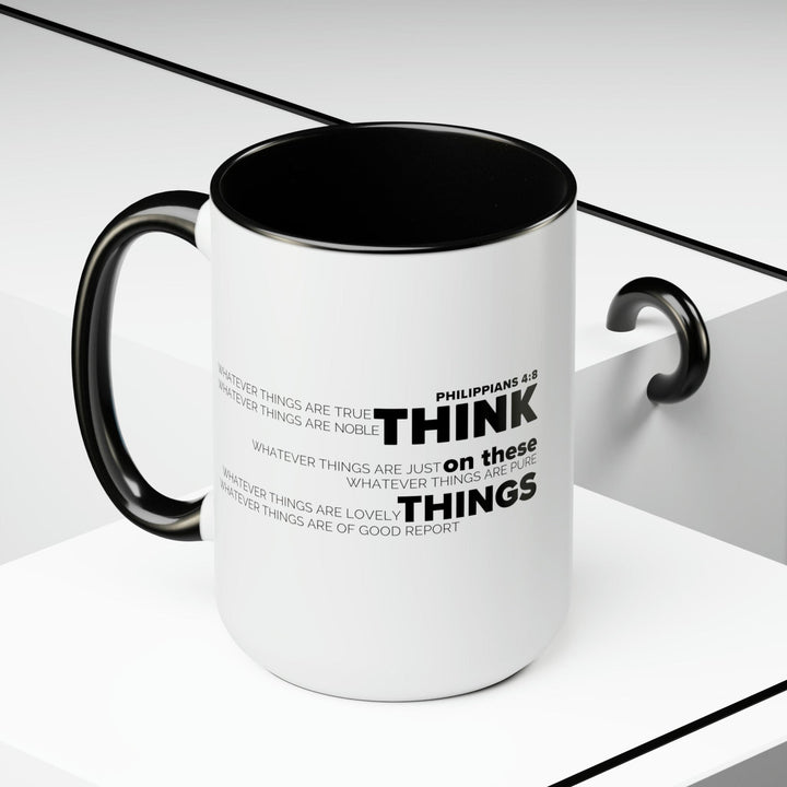 Accent Ceramic Coffee Mug 15oz - Think on these Things Black Illustration