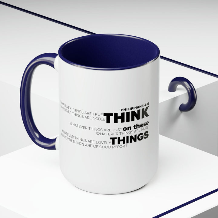 Accent Ceramic Coffee Mug 15oz - Think on these Things Black Illustration