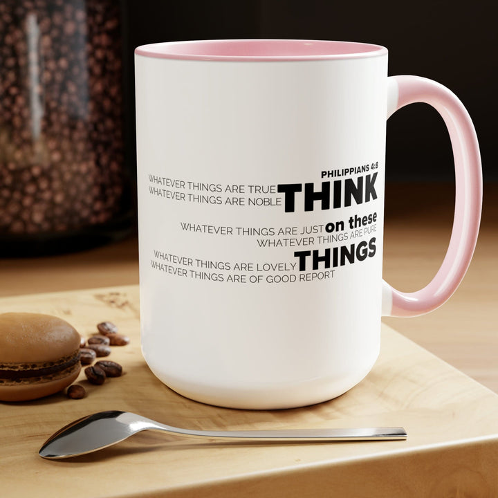 Accent Ceramic Coffee Mug 15oz - Think on these Things Black Illustration