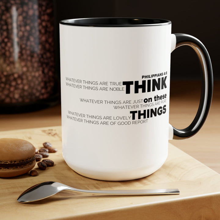 Accent Ceramic Coffee Mug 15oz - Think on these Things Black Illustration