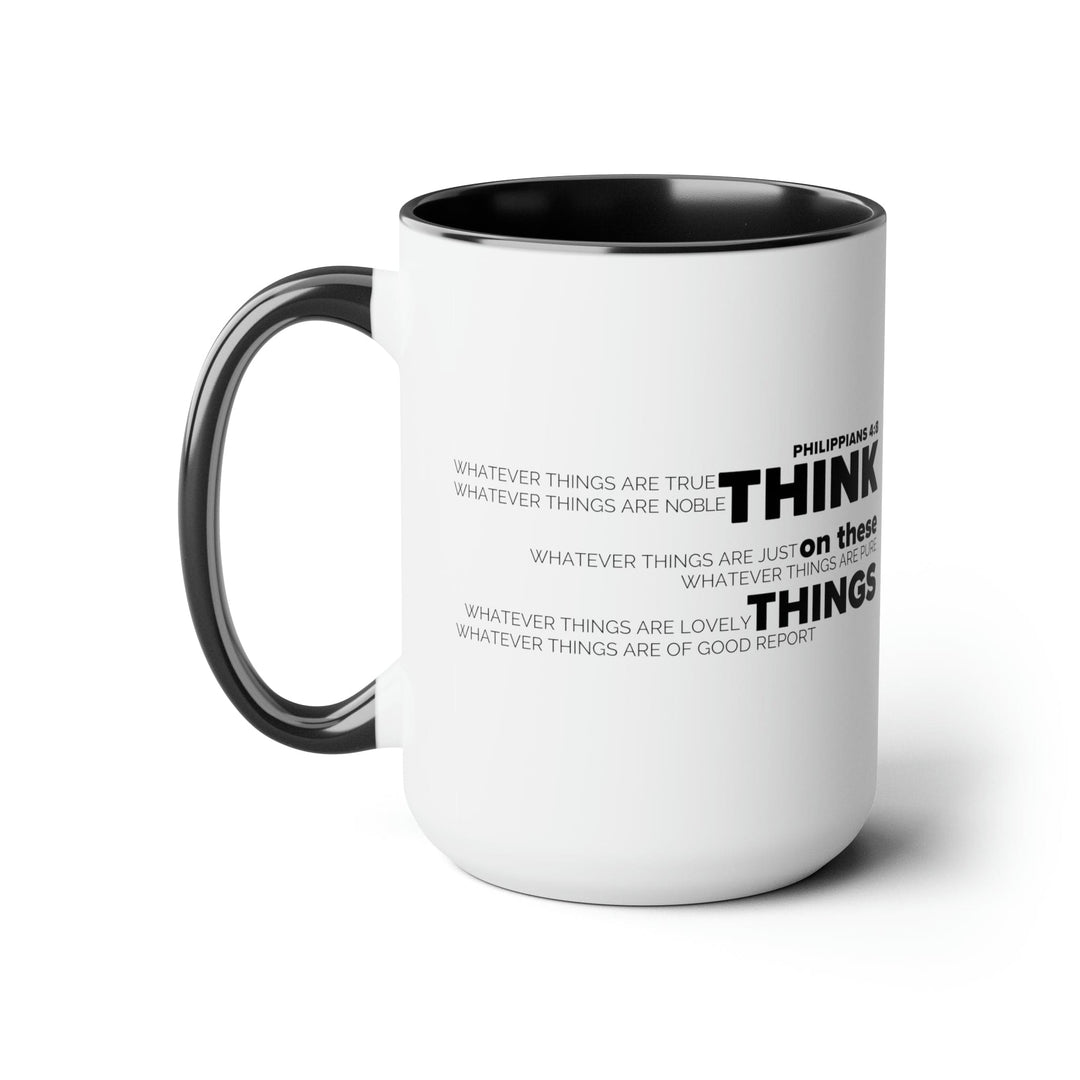 Accent Ceramic Coffee Mug 15oz - Think on these Things Black Illustration