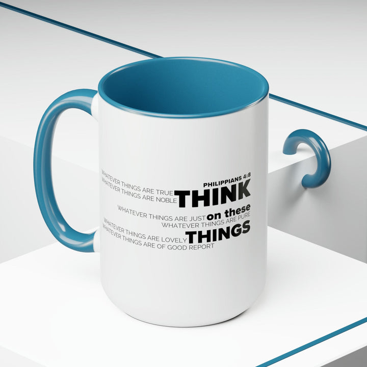 Accent Ceramic Coffee Mug 15oz - Think on these Things Black Illustration