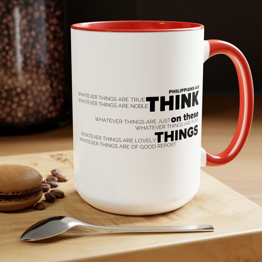 Accent Ceramic Coffee Mug 15oz - Think on these Things Black Illustration