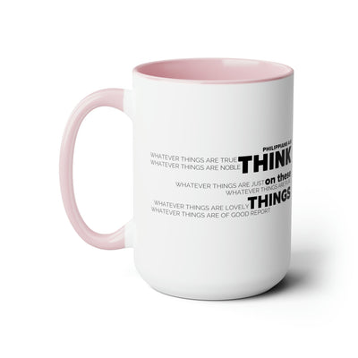 Accent Ceramic Coffee Mug 15oz - Think On These Things Black Illustration