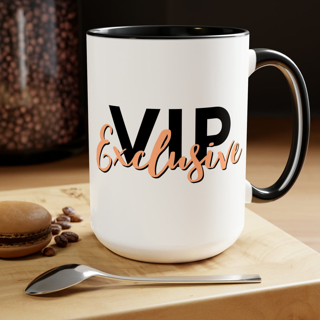 Accent Ceramic Coffee Mug 15oz - Vip Exclusive Black and Beige - Affirmation