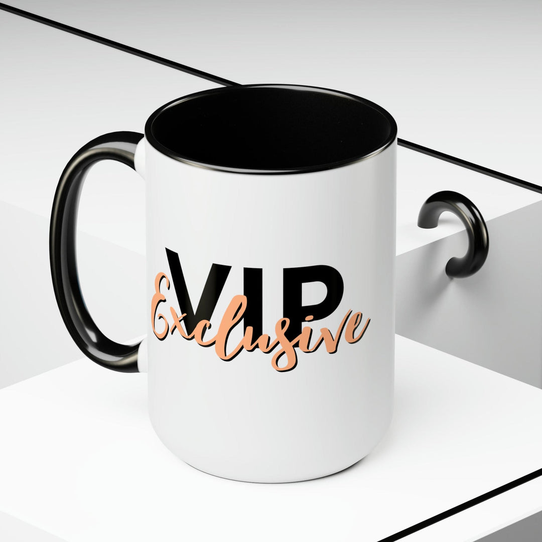 Accent Ceramic Coffee Mug 15oz - Vip Exclusive Black and Beige - Affirmation