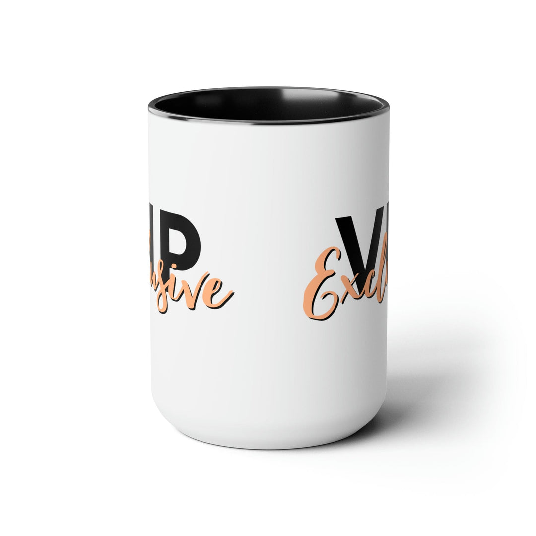 Accent Ceramic Coffee Mug 15oz - Vip Exclusive Black and Beige - Affirmation