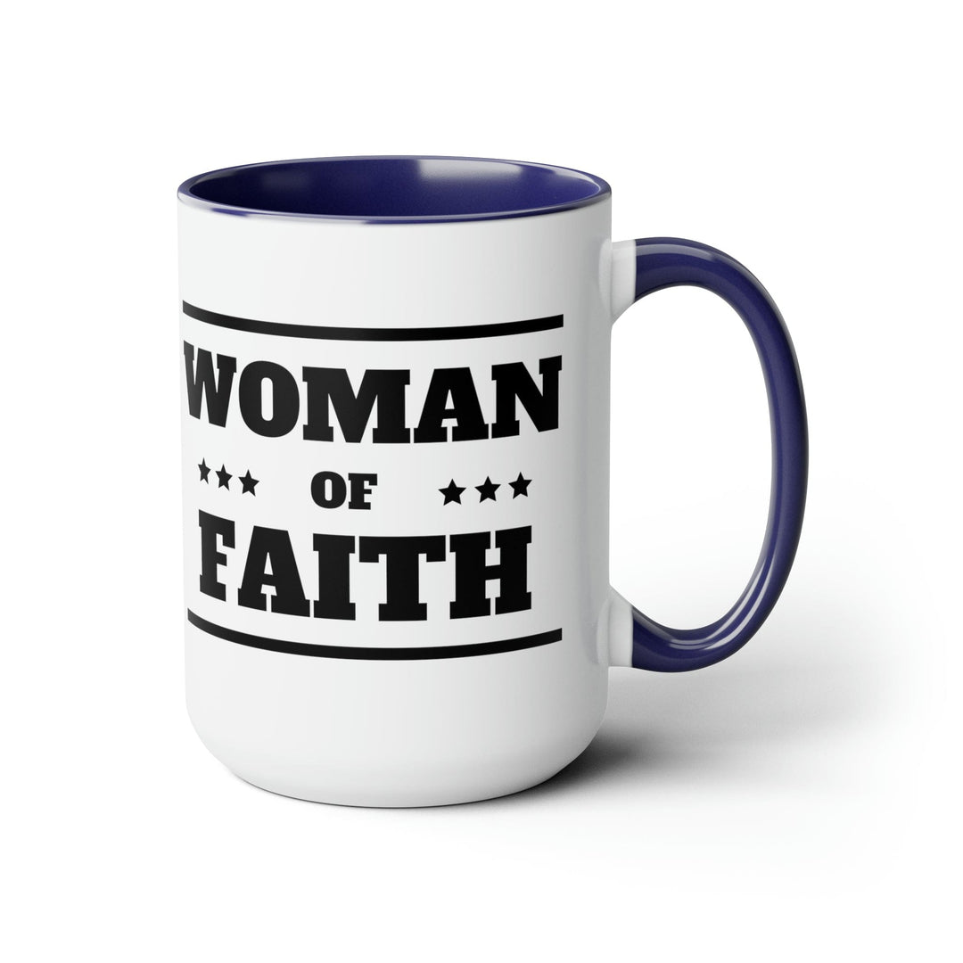 Accent Ceramic Coffee Mug 15oz - Woman of Faith Black Illustration - Decorative