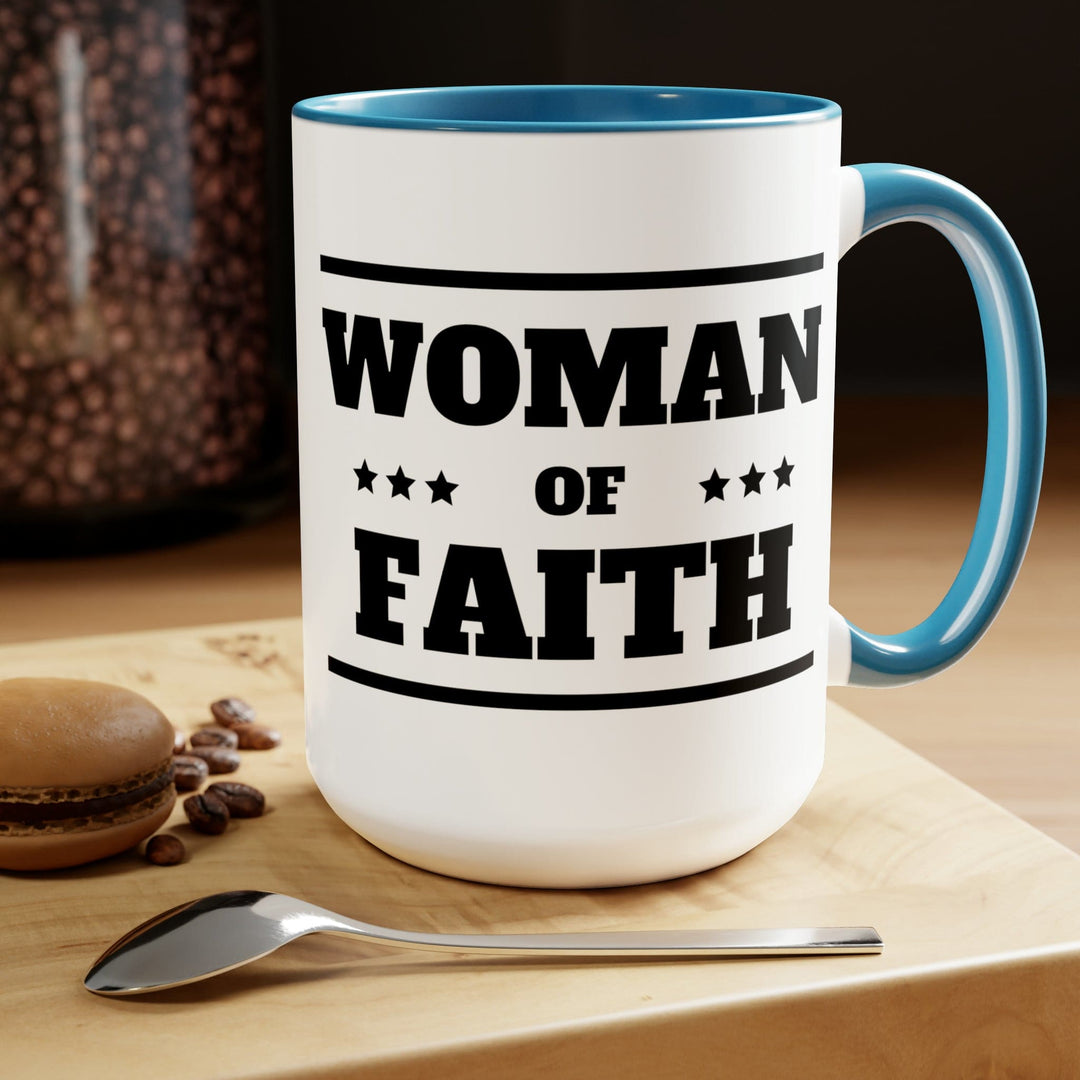 Accent Ceramic Coffee Mug 15oz - Woman of Faith Black Illustration - Decorative