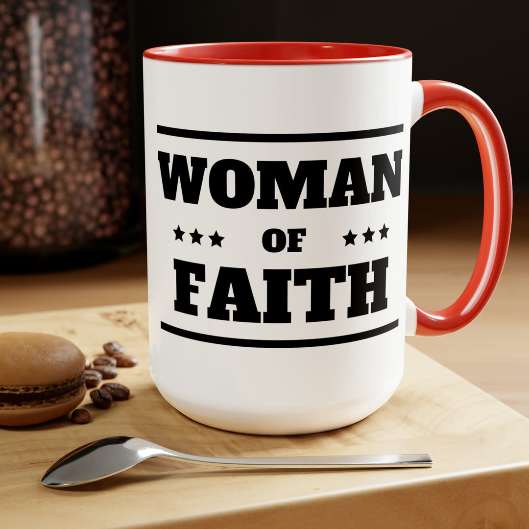 Accent Ceramic Coffee Mug 15oz - Woman of Faith Black Illustration - Decorative