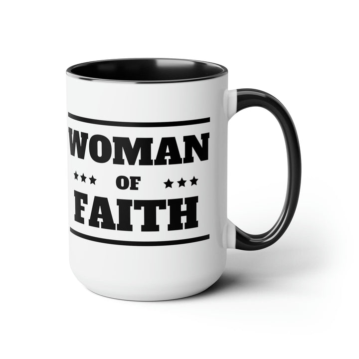 Accent Ceramic Coffee Mug 15oz - Woman of Faith Black Illustration - Decorative