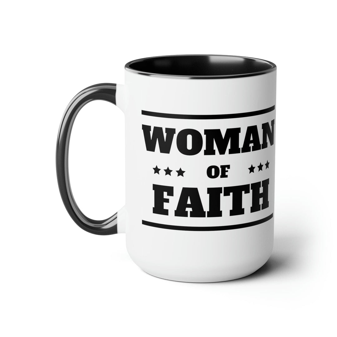 Accent Ceramic Coffee Mug 15oz - Woman of Faith Black Illustration - Decorative