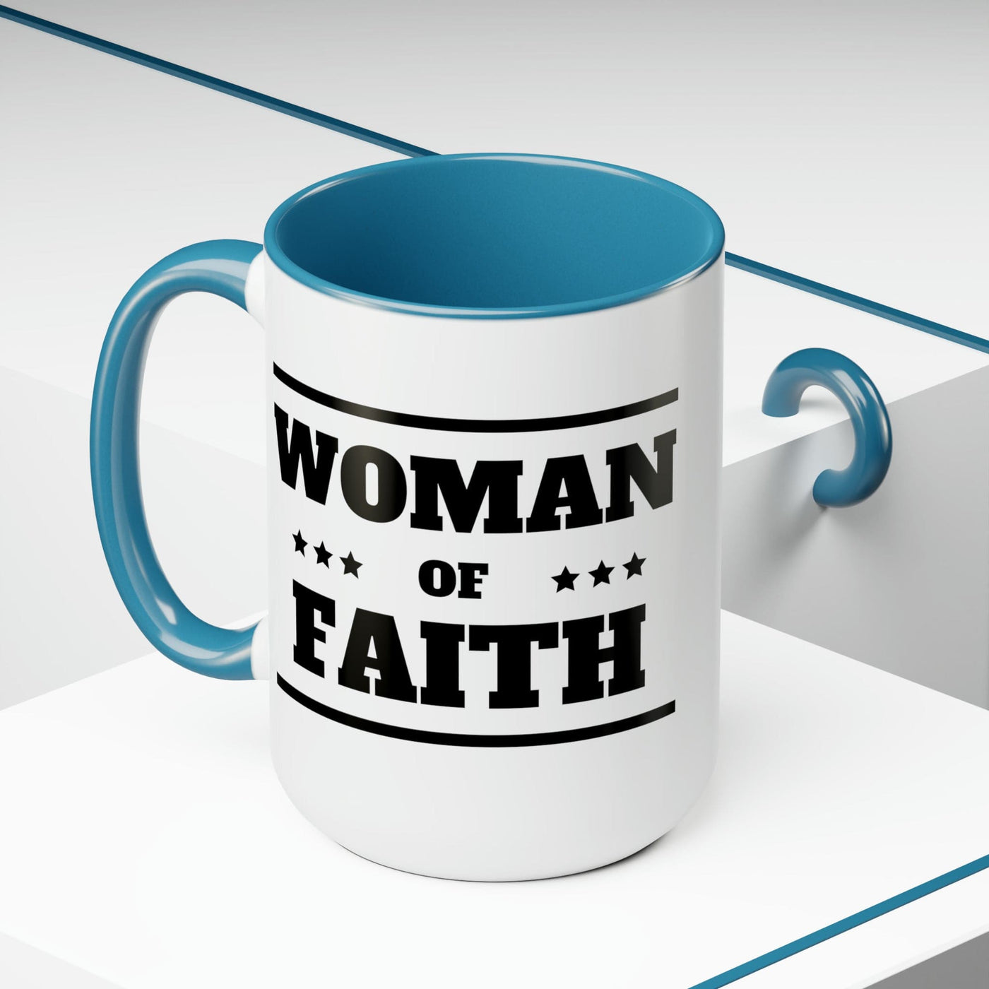 Accent Ceramic Coffee Mug 15oz - Woman Of Faith Black Illustration - Decorative