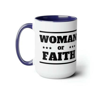 Accent Ceramic Coffee Mug 15oz - Woman Of Faith Black Illustration - Decorative