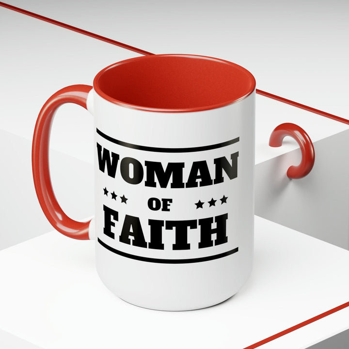 Accent Ceramic Coffee Mug 15oz - Woman of Faith Black Illustration - Decorative