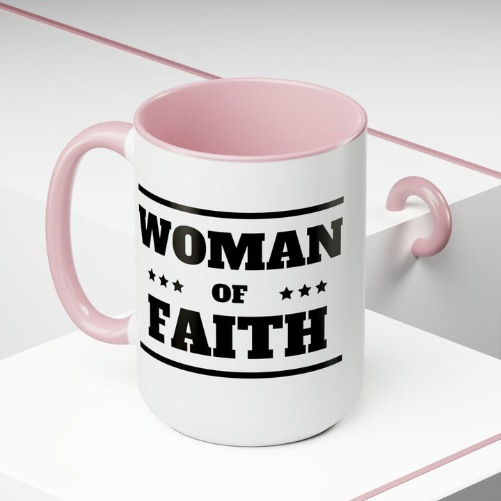 Accent Ceramic Coffee Mug 15oz - Woman of Faith Black Illustration - Decorative