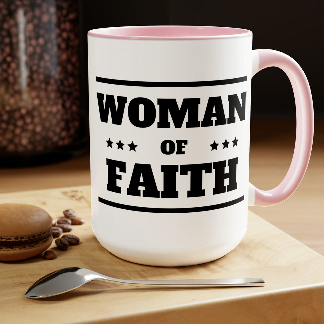 Accent Ceramic Coffee Mug 15oz - Woman of Faith Black Illustration - Decorative