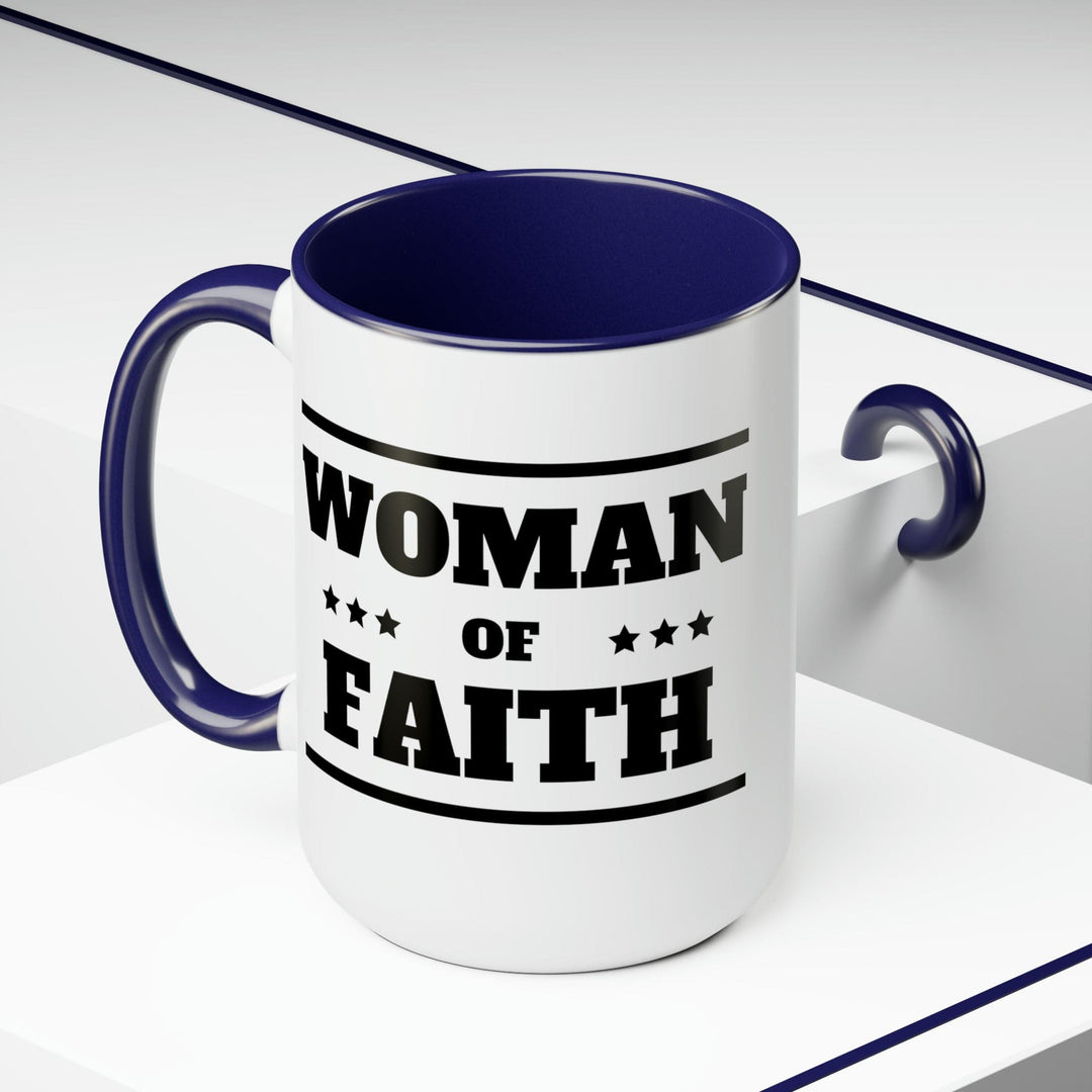 Accent Ceramic Coffee Mug 15oz - Woman of Faith Black Illustration - Decorative