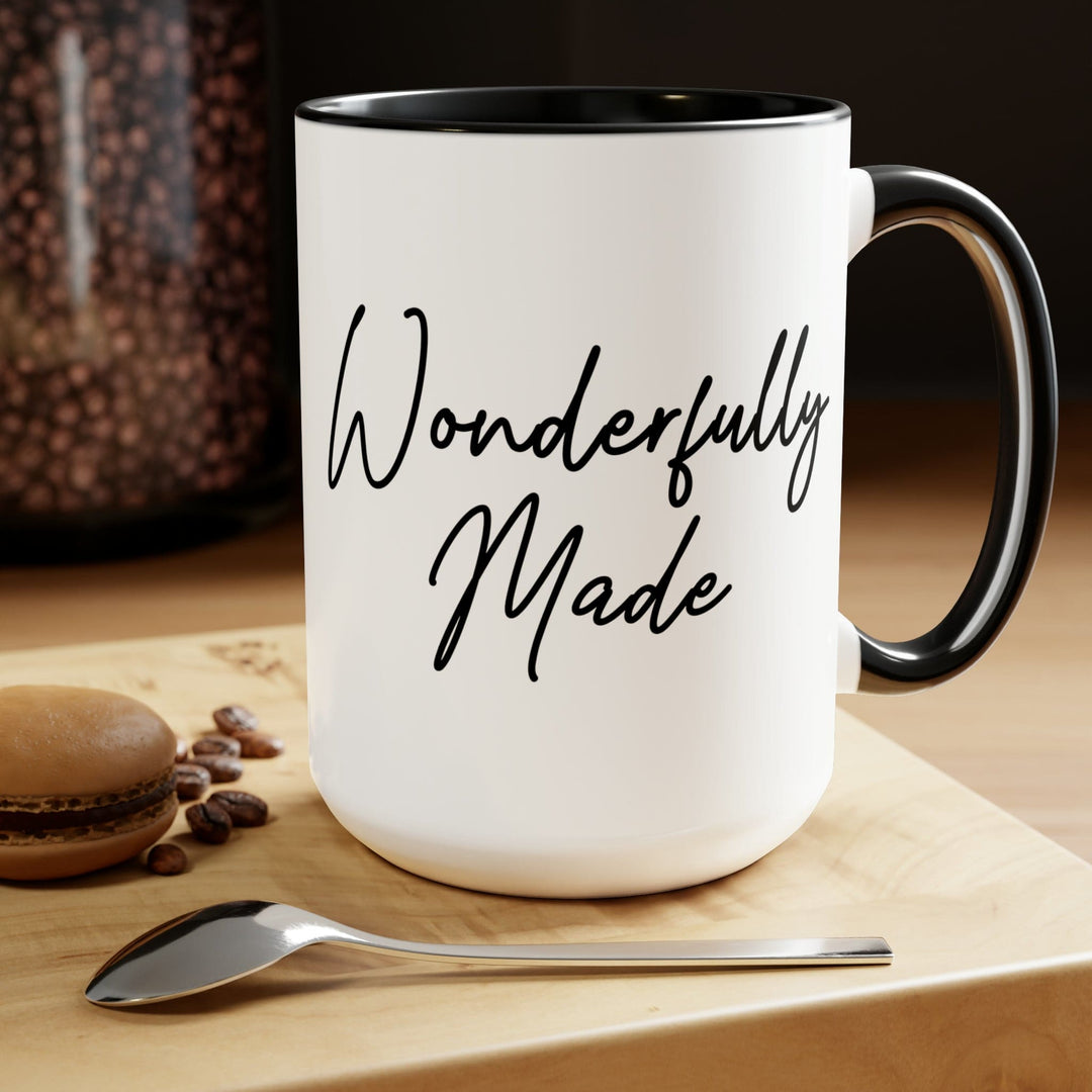 Accent Ceramic Coffee Mug 15oz - Wonderfully Made Black Illustration