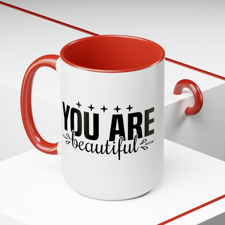 Accent Ceramic Coffee Mug 15oz - you are Beautiful - Inspiration Affirmation