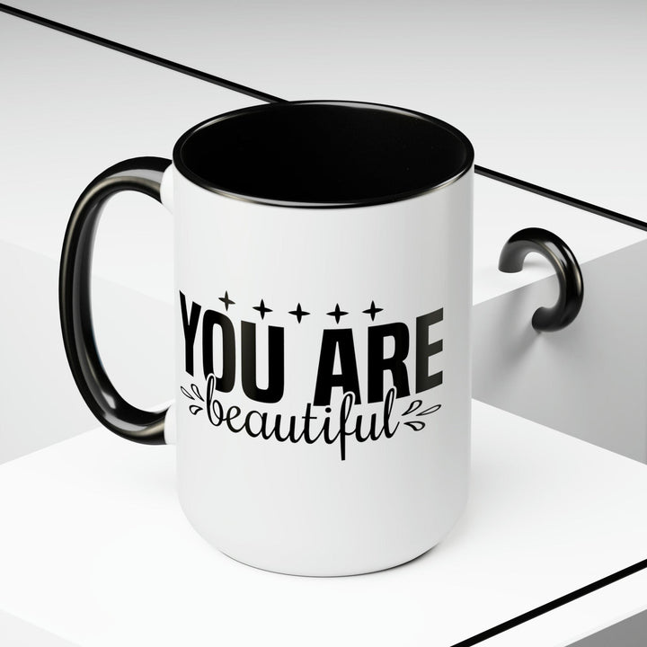 Accent Ceramic Coffee Mug 15oz - you are Beautiful - Inspiration Affirmation