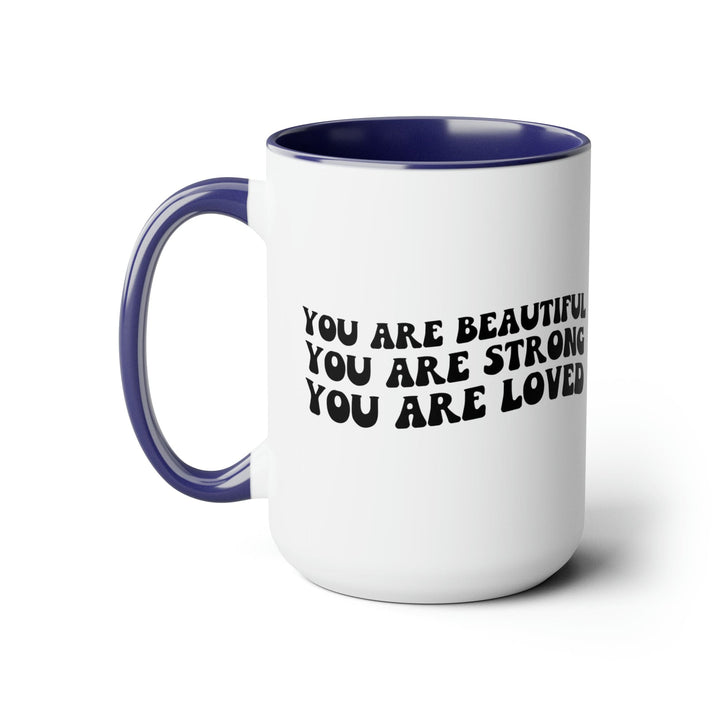 Accent Ceramic Coffee Mug 15oz - you are Beautiful Strong Black Illustration