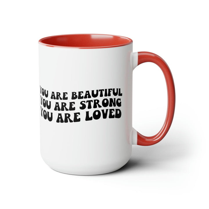 Accent Ceramic Coffee Mug 15oz - you are Beautiful Strong Black Illustration