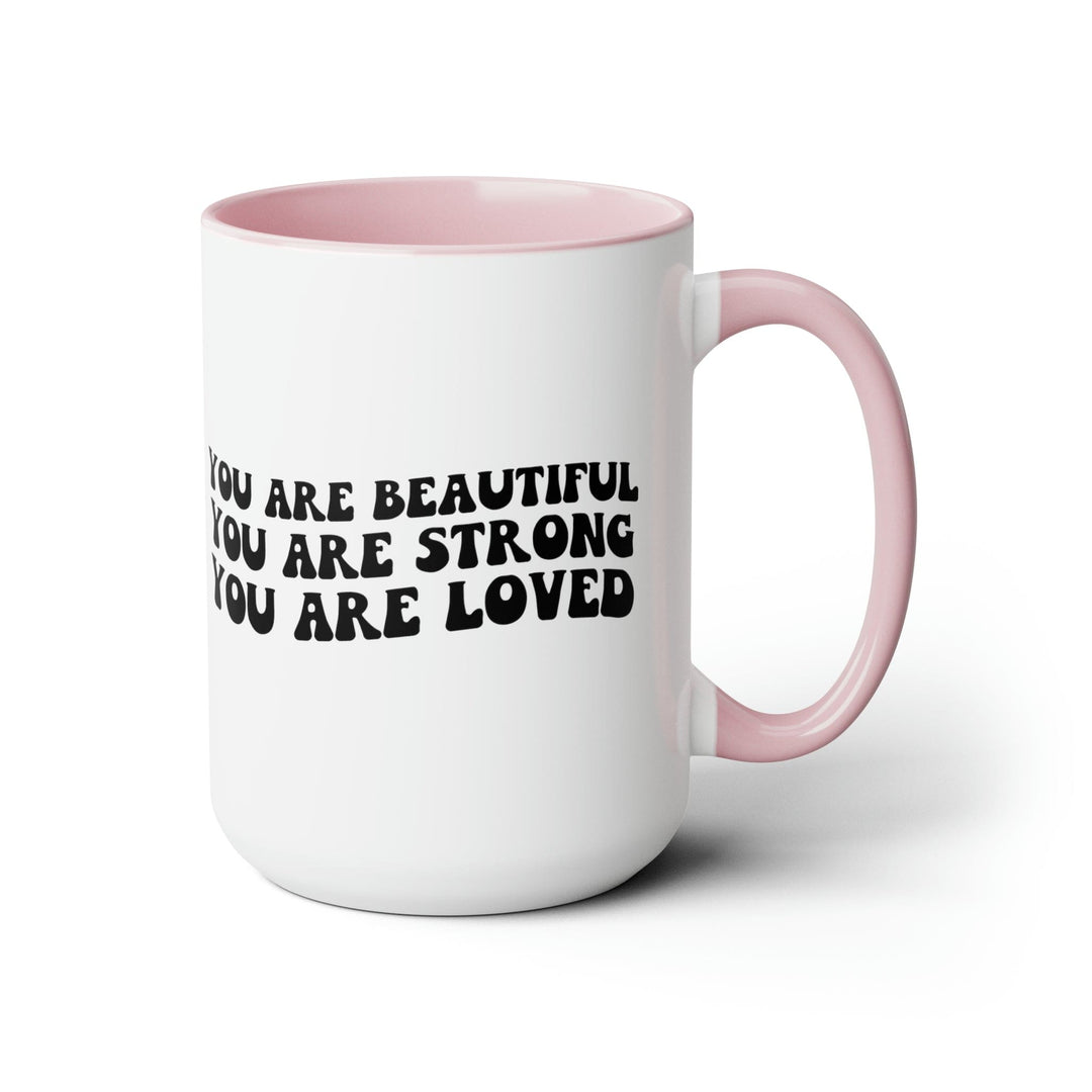 Accent Ceramic Coffee Mug 15oz - you are Beautiful Strong Black Illustration