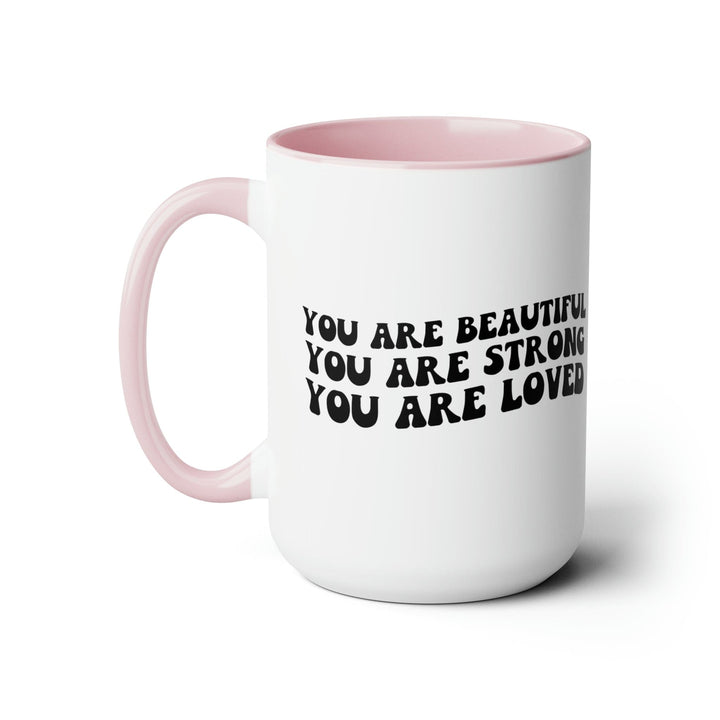 Accent Ceramic Coffee Mug 15oz - you are Beautiful Strong Black Illustration