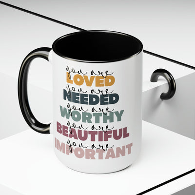Accent Ceramic Coffee Mug 15oz - You Are Loved Inspiration Affirmation