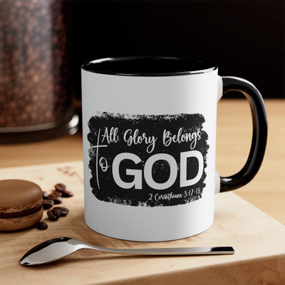 Accent Ceramic Mug 11oz All Glory Belongs To God Christian Illustration Black