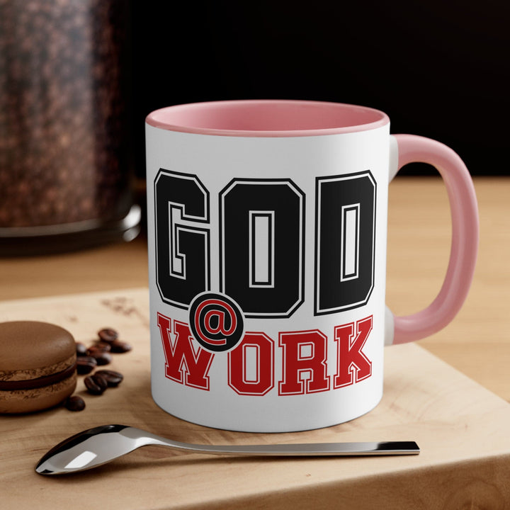 Accent Ceramic Mug 11oz God @ Work Black and Red Print - Decorative | Ceramic