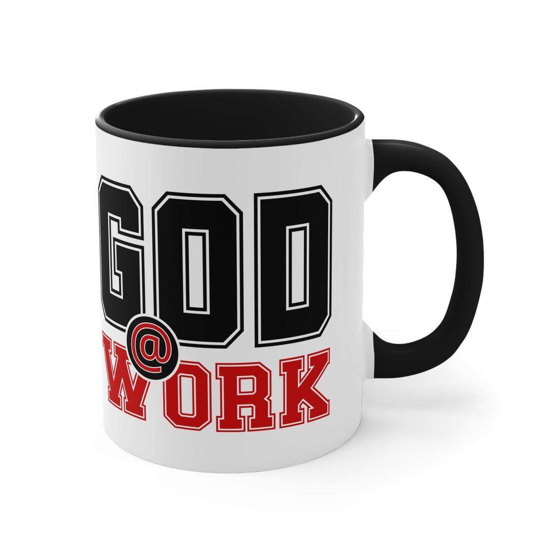 Accent Ceramic Mug 11oz God @ Work Black and Red Print - Decorative | Ceramic