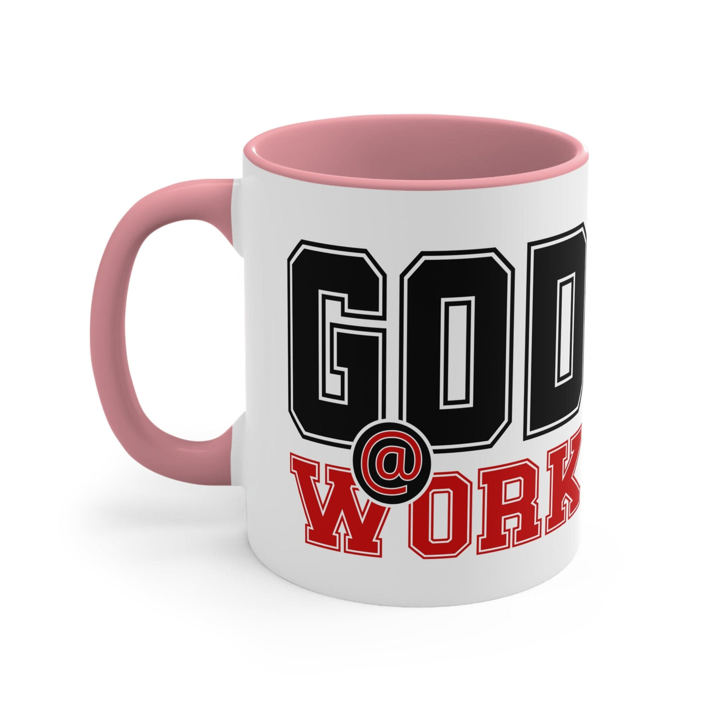 Accent Ceramic Mug 11oz God @ Work Black And Red Print - Decorative | Mugs