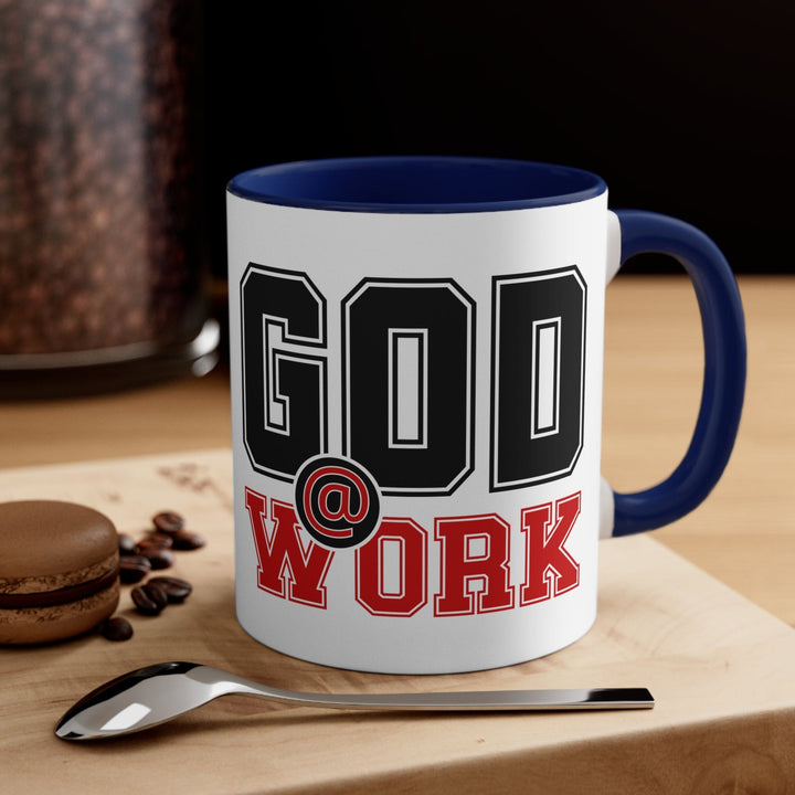 Accent Ceramic Mug 11oz God @ Work Black and Red Print - Decorative | Ceramic