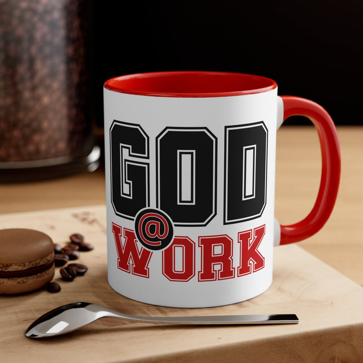 Accent Ceramic Mug 11oz God @ Work Black and Red Print - Decorative | Ceramic