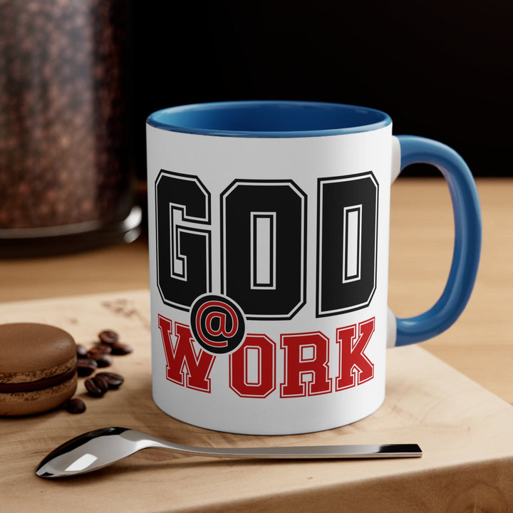 Accent Ceramic Mug 11oz God @ Work Black and Red Print - Decorative | Ceramic