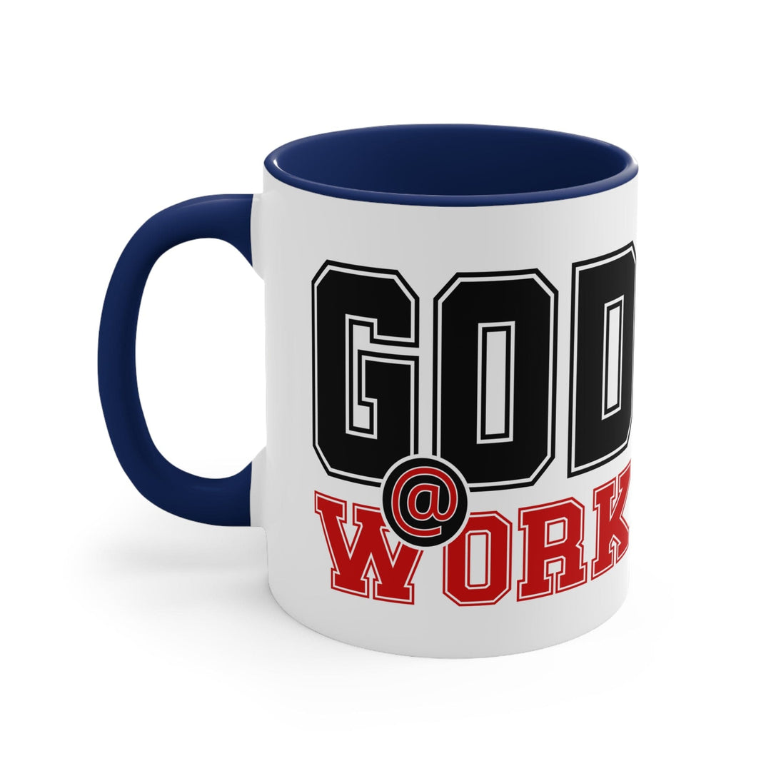 Accent Ceramic Mug 11oz God @ Work Black and Red Print - Decorative | Ceramic