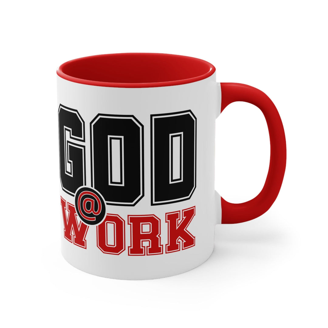 Accent Ceramic Mug 11oz God @ Work Black and Red Print - Decorative | Ceramic