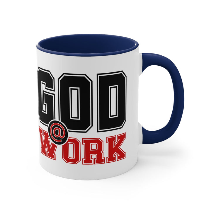 Accent Ceramic Mug 11oz God @ Work Black and Red Print - Decorative | Ceramic