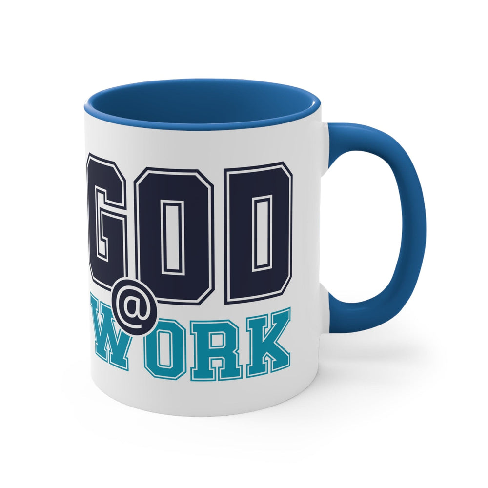 Accent Ceramic Mug 11oz God @ Work Navy Blue and Blue Green Print - Decorative