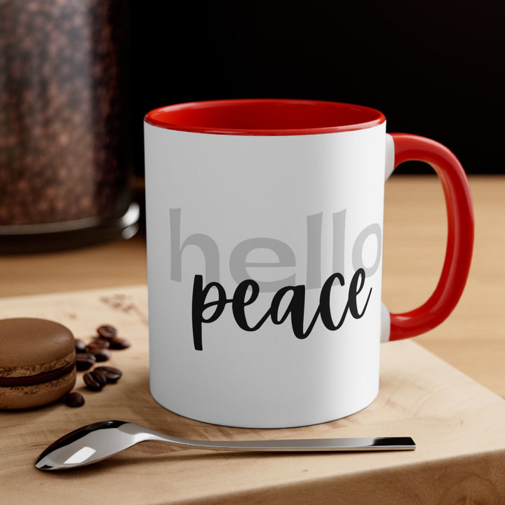 Accent Ceramic Mug 11oz - Hello Peace Motivational Peaceful Aspiration