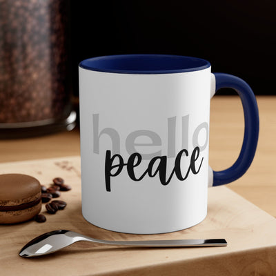 Accent Ceramic Mug 11oz - Hello Peace Motivational Peaceful Aspiration