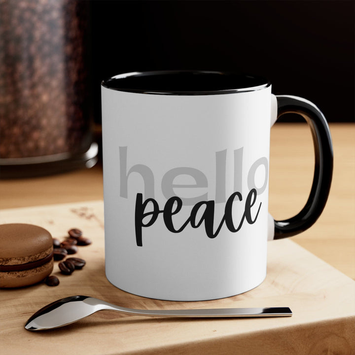 Accent Ceramic Mug 11oz - Hello Peace Motivational Peaceful Aspiration