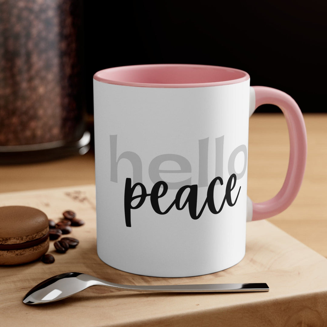 Accent Ceramic Mug 11oz - Hello Peace Motivational Peaceful Aspiration