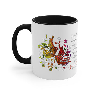 Accent Ceramic Mug 11oz i Shall Not Be Weary In Well Doing Peacock Design