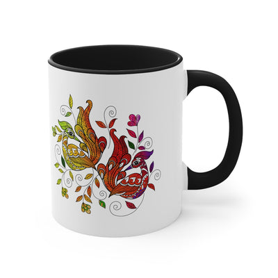 Accent Ceramic Mug 11oz i Shall Not Be Weary In Well Doing Wild Peacock Print