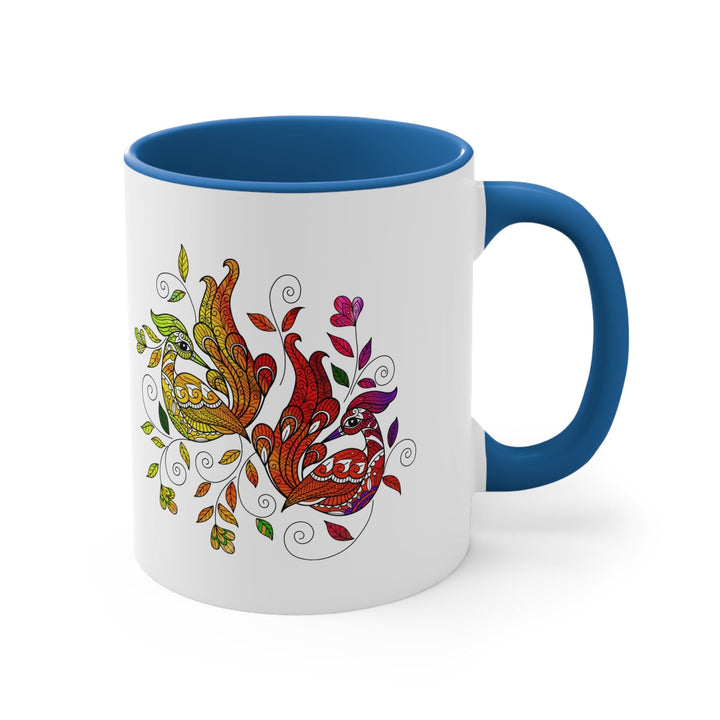 Accent Ceramic Mug 11oz i Shall Not Be Weary In Well Doing Wild Peacock Print